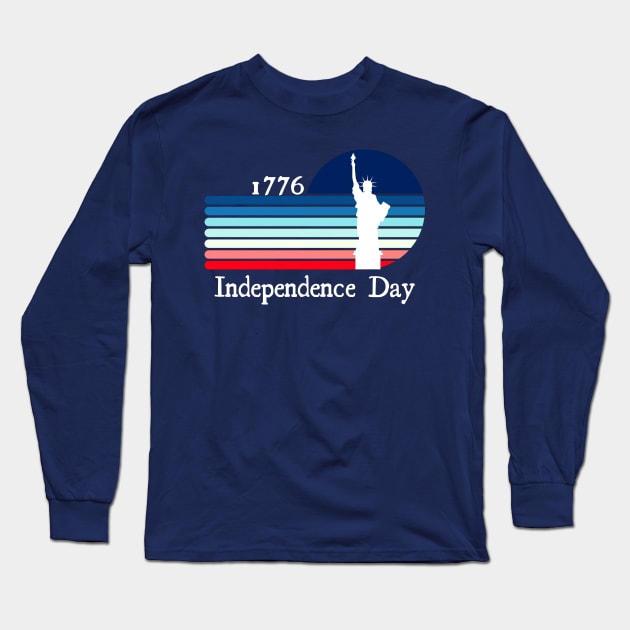 Independence Day Statue of Liberty Stripes July 4th Long Sleeve T-Shirt by EvolvedandLovingIt